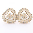 CC Logo Heart Earrings Metal Gold-Tone Metal