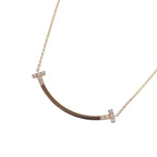 T Smile Pendant Necklace 18K Rose Gold with Diamonds