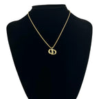 Vintage CD Pendant Necklace Gold