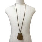 Pendant Necklace Swift Leather Etoupe Large
