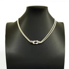 Center Knot Double Rope Pendant Necklace Sterling Silver