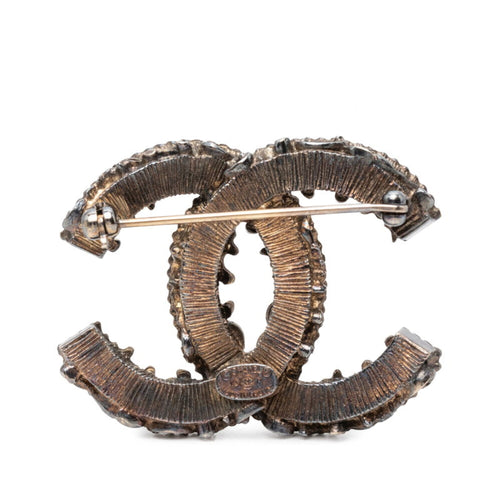 CC Logo Brooch Gold-Tone Metal