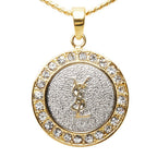 YSL Pendant Necklace Gold and Silver Plated Rhinestone
