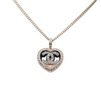 CC Logo Heart Pendant Necklace Gold-Tone Metal