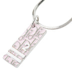 Trotter Plate Pendant Necklace Pink and Silver Metal