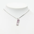 Trotter Plate Pendant Necklace Pink and Silver Metal