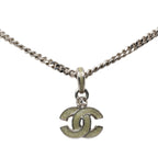 CC Logo Pendant Necklace Silver-Tone Metal