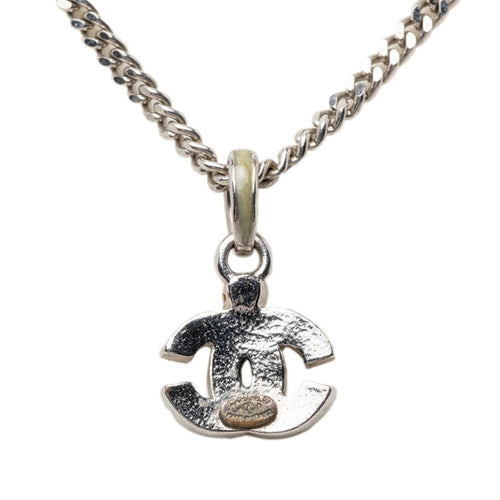 CC Logo Pendant Necklace Silver-Tone Metal