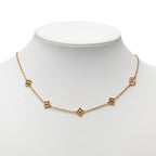 Monogram Flowerful Pendant Necklace Gold Plated
