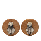 Clip-On Earrings Metal and Wood