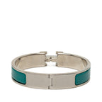 Click H Bracelet Metal Green and Silver with Enamel