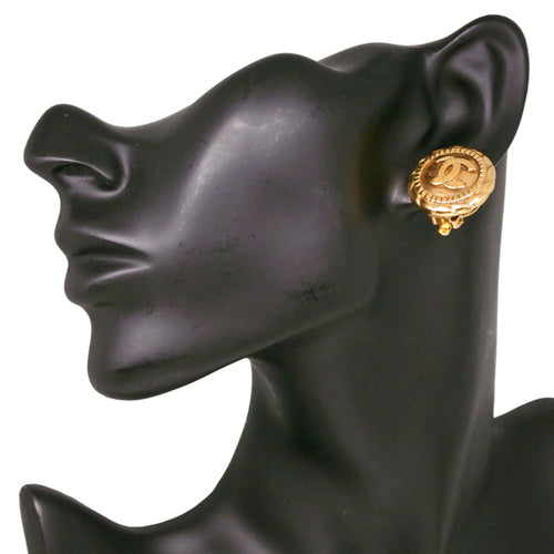 CC Logo Clip-On Earrings Metal Gold-Tone Metal
