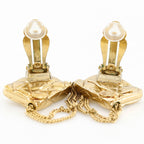Matelasse Bag Motif Clip Earrings Metal