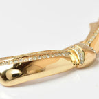 Ribbon Motif Brooch Gold Rhinestone