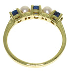 Ring 18K Yellow Gold With Pearl and Sapphire