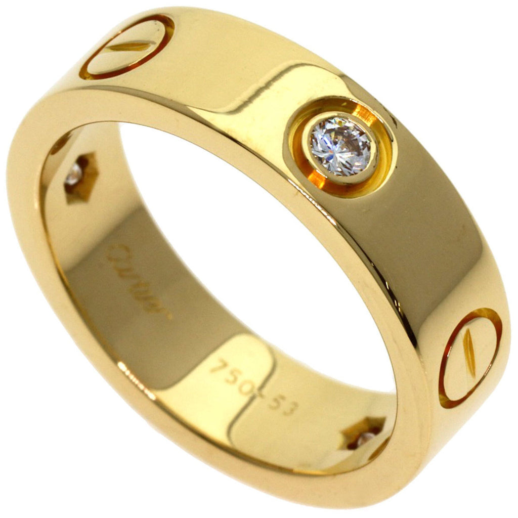 Ring 18K Yellow Gold with Half Diamond