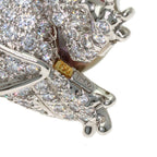 Frog Motif Pendant Necklace Platinum and 18K Yellow Gold with Pearl Diamond and Emerald