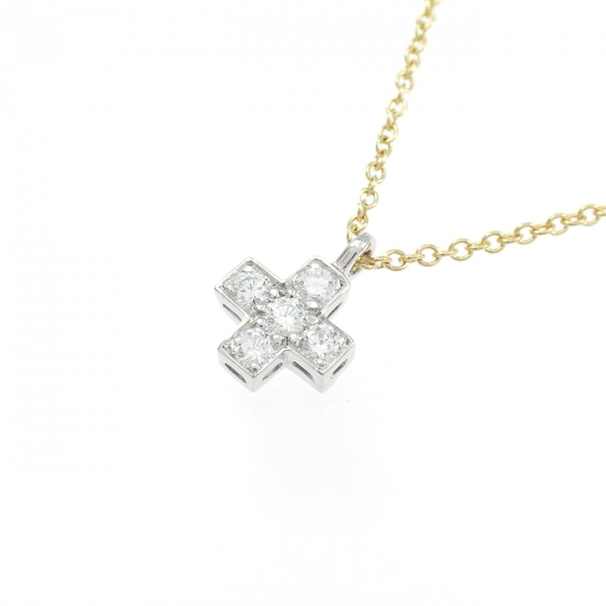 Pendant Necklace Platinum and 18K Yellow Gold with Diamond