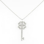 Quattra Heart Key Pendant Necklace Platinum with Diamond