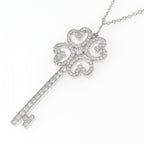 Quattra Heart Key Pendant Necklace Platinum with Diamond