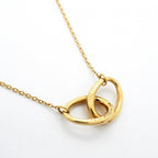 Double Loop Pendant Necklace 18K Yellow Gold