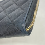 Zip Around Wallet Quilted Caviar Long