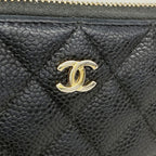 Zip Around Wallet Quilted Caviar Long