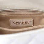 Elegant Iridescent Caviar Quilted Mini Coco Handle Flap White